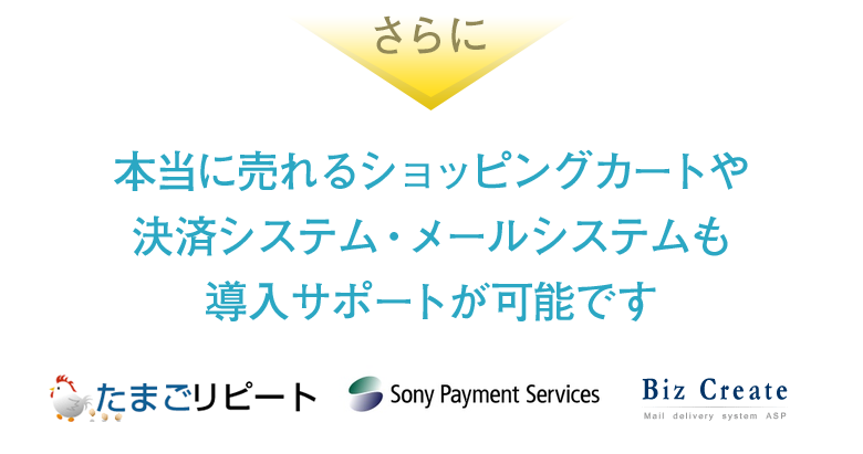 たまごリピートやソニーペイメント、オートビズなどのシステム導入サポーとも！